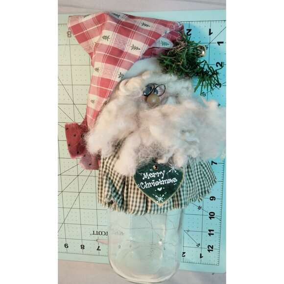 Handcrafted Santa Mason Jar Christmas Candy Shabby Cottagecore Grannycore - Picture 5 of 8